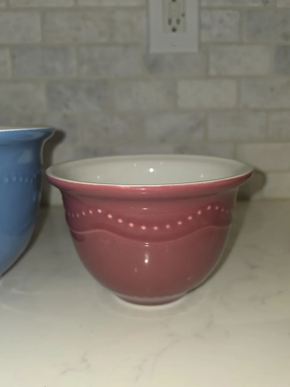 Princess House Ceramic Mixing Bowl Set - Sage, Blue & Maroon